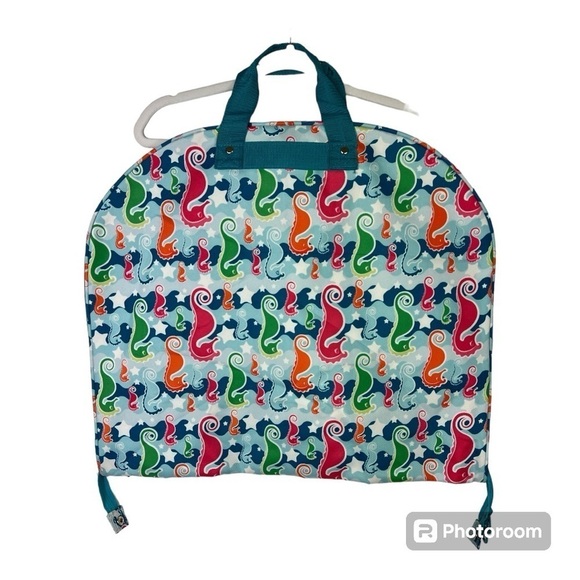 Seahorse Print Travel Garment Bag Blue NWT - Picture 2 of 9